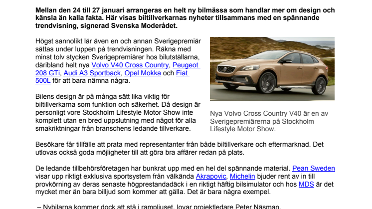 Design och premiärer präglar ny bilmässa 