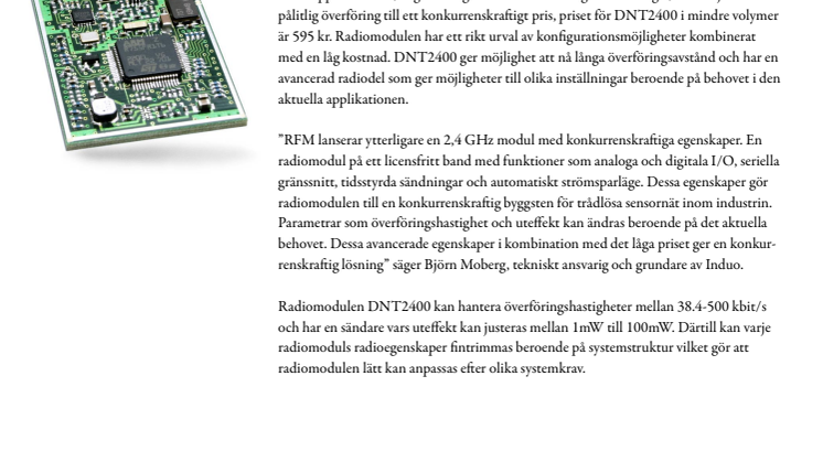 Inbyggnadsmodul för trådlösa sensorer