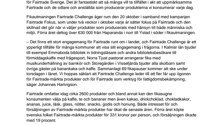 Över 6300 Kalmarbor deltar i årets stora Fairtrade-fika