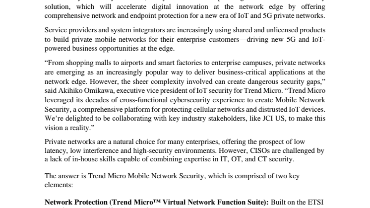 Trend Micro julkaisee suojauksen 5G-yksityisverkoille ja reunalaskennalle