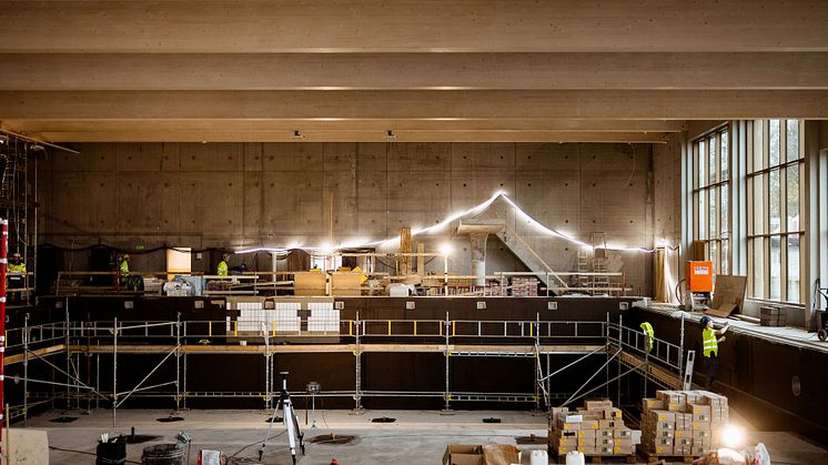 Ekerö Solör Bioenergi AB har fått i uppdrag att installera och leverera fjärrvärme till badhuset som beräknas stå klart under våren 2023. Fotograf: Linda Broström