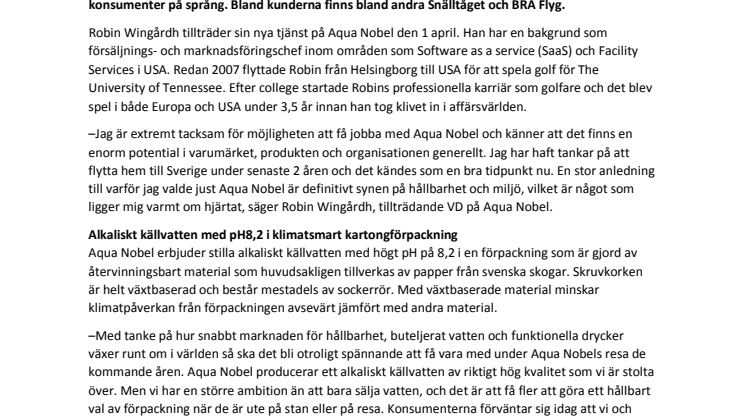 Ny VD på Aqua Nobel vill få fler att välja vatten i klimatsmart kartong