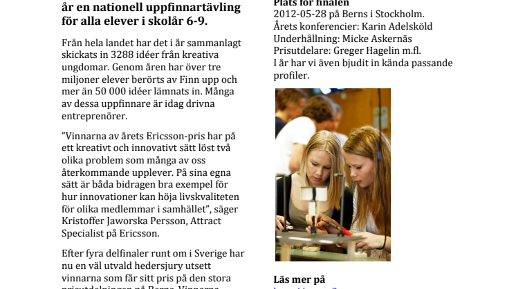 Final i Finn upp - Sveriges största uppfinnartävling 