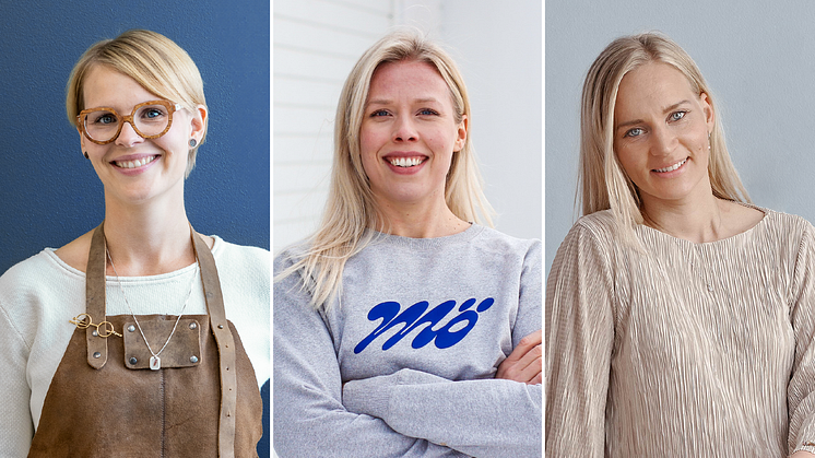 Vuoden 2023 apurahan saajat Laura Knuuti, Annamari Jukkola ja Enni Karikoski