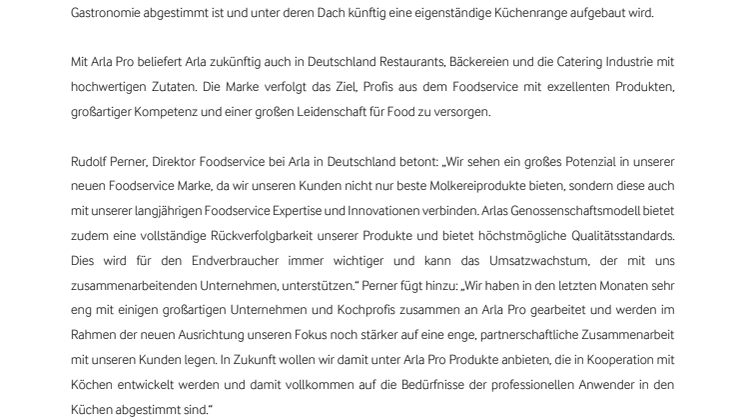 Arla bringt neue Foodservice Marke auf den deutschen Markt