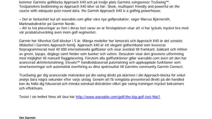 Garmin® Approach® X40 – testvinnare på wareable.com