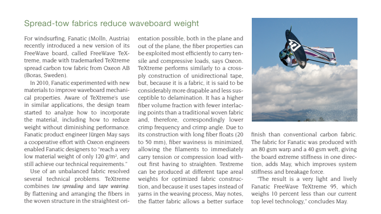 Case Study: Spread Tow Fabrics reduce waveboard weight