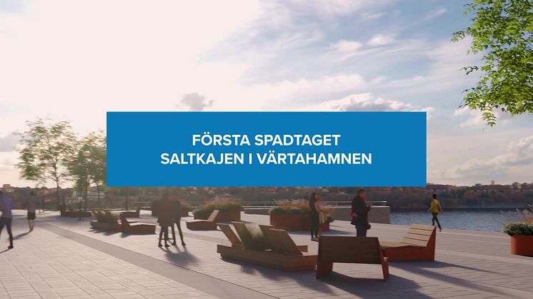 Första spadtaget av Saltkajen i Värtahamnen