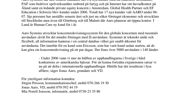 Svensk IT-uppstickare gör internationella affärer - 17 nya kunder varav 4 internationella