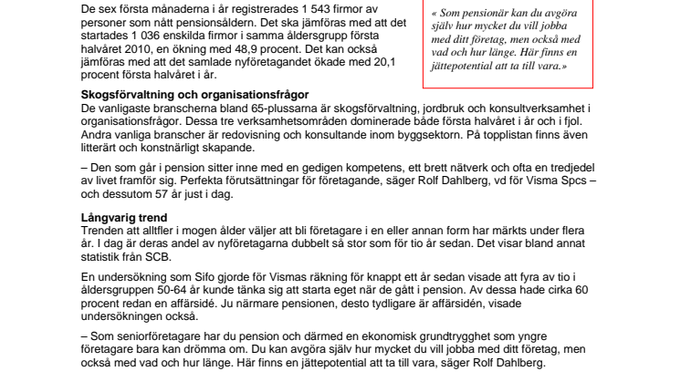 Stor ökning av företagandet bland pensionärer