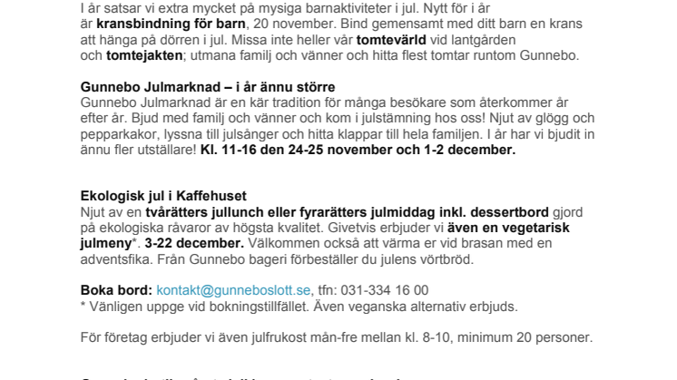 ​Upplev julen på Gunnebo