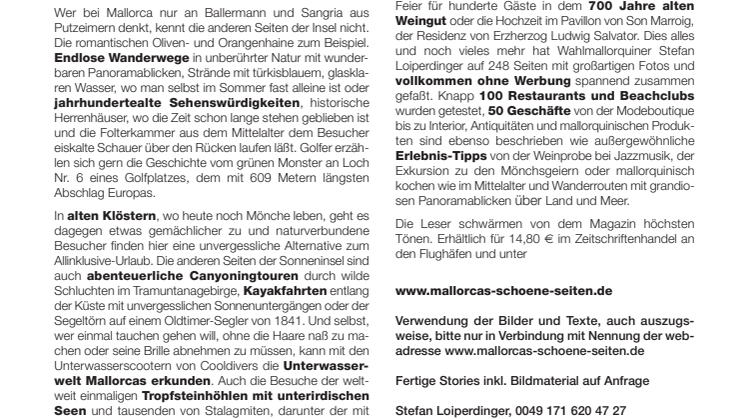 Pressemitteilung "Steinbruch" Mallorcas schöne Seiten