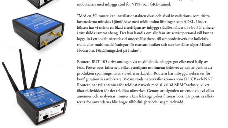 3G router med WLAN för HSUPA: RUT-105 