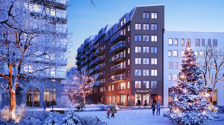 Vy över kvarter Elverkshuset i centrala Nacka.