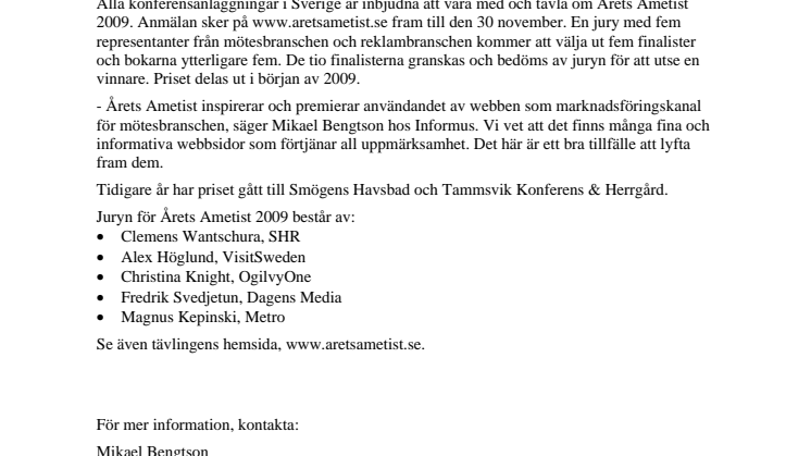 Nu öppnar Årets Ametist 2009