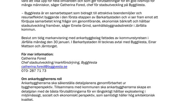 ByggVesta blir ankarbyggherre i Barkarbystaden III