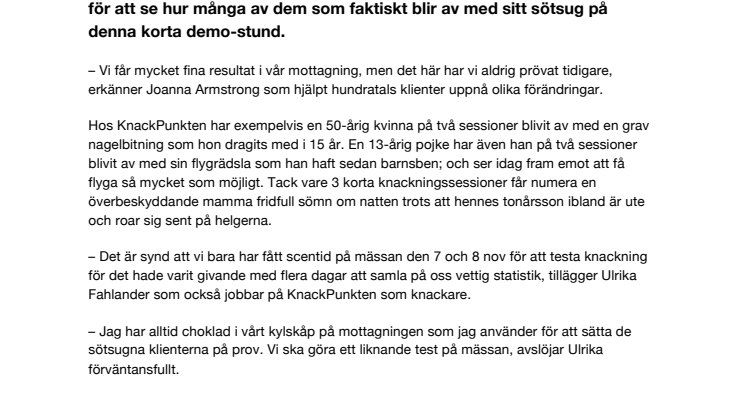 Nu sätts Knackning EFT på prov på mässan Allt för Hälsan 2013