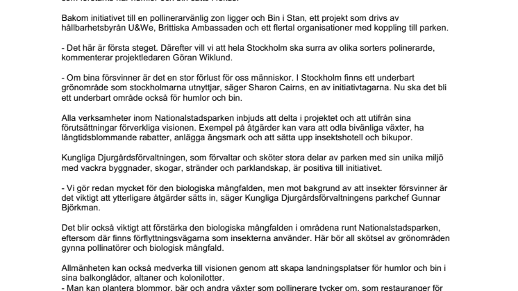 Nationalstadsparken blir pollinerarvänlig park