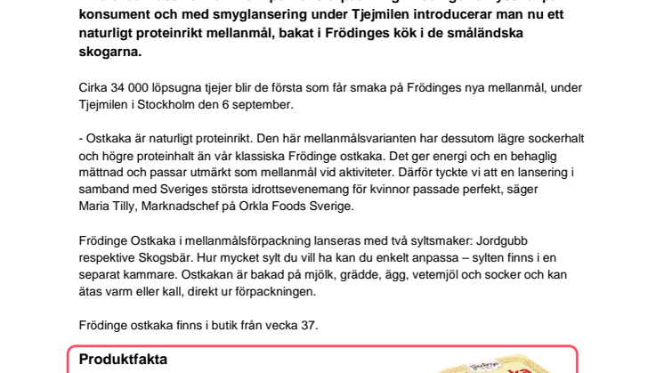 Frödinge lanserar ostkaka som mellanmål
