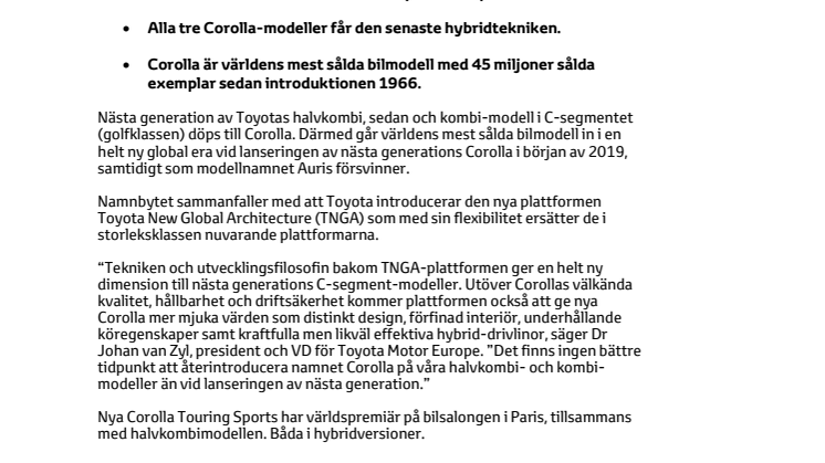 En ny era: Toyota Corolla återvänder 