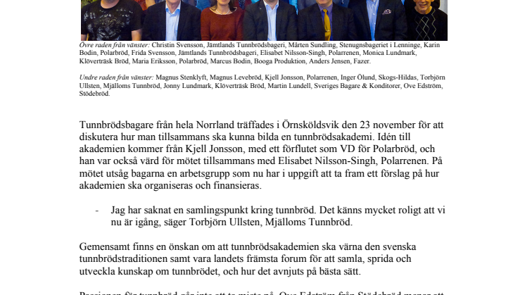 Bagare bildar Tunnbrödsakademien