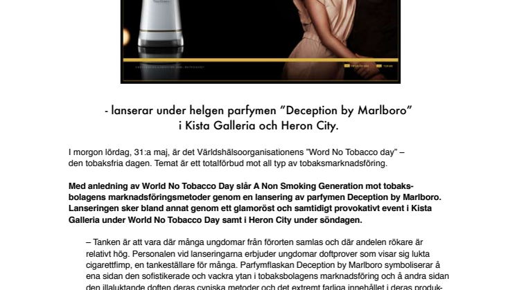 A Non Smoking Generation lanserar parfym i förortsgallerior