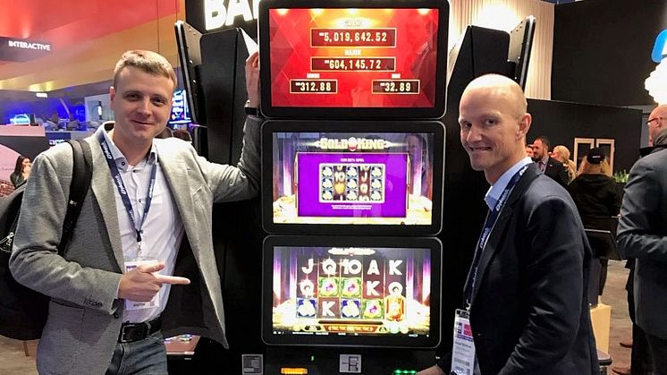 Sergey Logvinenko, Sigma Software, and Daniel Björkman, Sigma Technology Solutions, at the ICE Totally Gaming exhibition 2018.