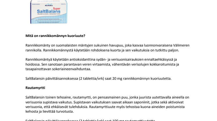 SaltBalans – vähentää turvotusta & laihdutuksen tueksi