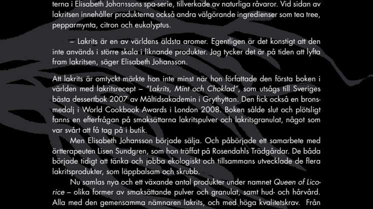 OS-konditorn Elisabeth Johansson premiärvisar ny spa-serie på Lakritsfestivalen 9-10 april