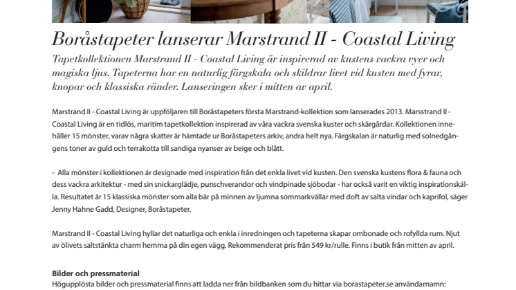 Boråstapeter lanserar Marstrand II - Coastal Living