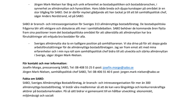Ny samhällspolitisk chef stärker SABO