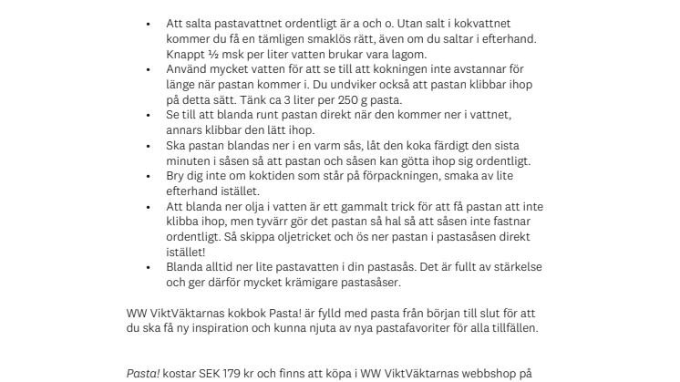 WW ViktVäktarna älskar pasta