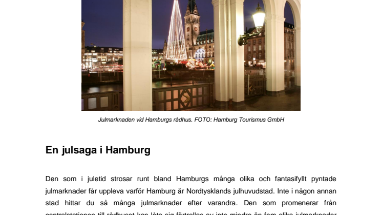 Upplev en julsaga i Hamburg