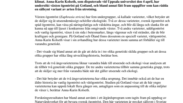 Kunskap om växternas evolution kan rädda arter från utrotning