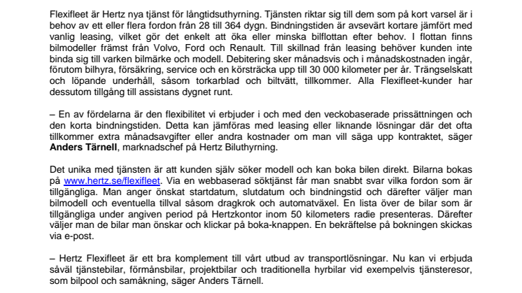Hertz lanserar unik tjänst för smidigare långtidshyra