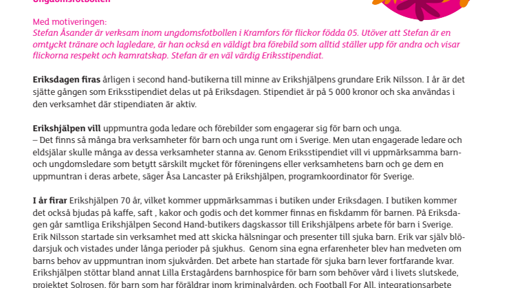 Stefan Åsander är årets Eriksstipendiat i Kramfors