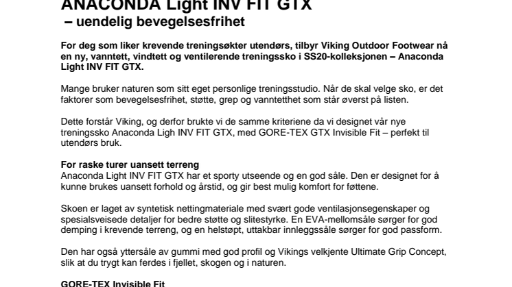 Anaconda Light Inv Fit GTX - uendelig bevegelsesfrihet