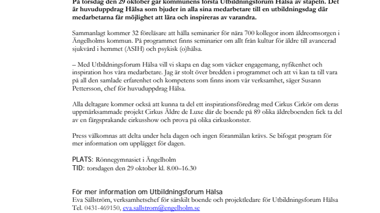 Pressinbjudan till Utbildningsforum Hälsa