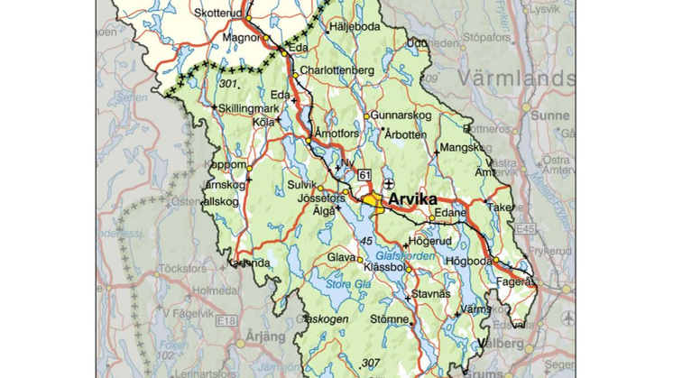 Karta över By- och Borgviksälvens avrinningsområde