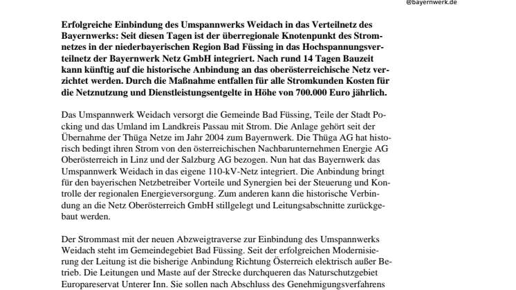 Weidach wird Knotenpunkt im niederbayerischen Stromnetz