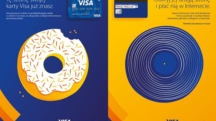 Dwie strony karty Visa: kampania promująca płatności w internecie