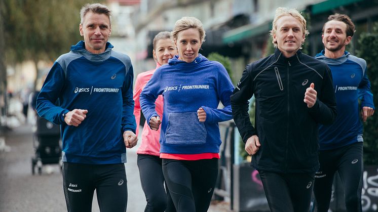 Jonas Buud, Lisa Nordén och David Nilsson är medlemmar i ASICS FrontRunner. Foto: Luca Mara