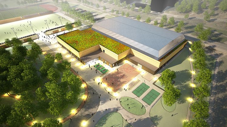 Utvecklingen av Vårbergs IP. Illustration: AIX Arkitekter. 