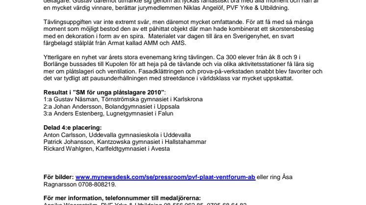 Gustav Näsman från Karlskrona är Sveriges bästa plåtslagare!