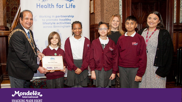 Pupils from Oasis Foundry Academy receiving their Health for Life award 