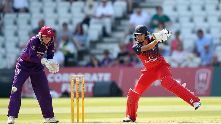 England's Sophia Dunkley and Amy Jones during the Kia Super League. Photo: Getty Images