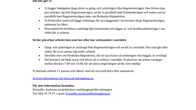 Ny lokalgata på Drottninghög