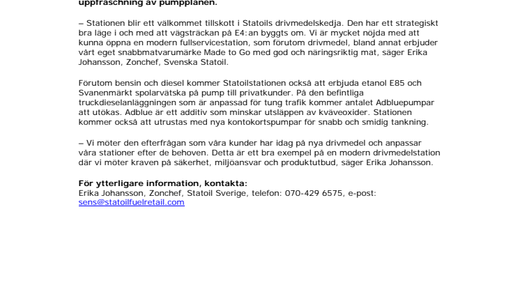 Statoil tar över drivmedelsstation i Hudiksvall