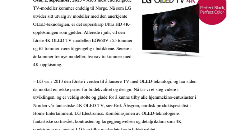 VERDENS BESTE TV LANSERES NÅ I NORGE – LGS ETTERLENGTEDE ULTRA HD 4K OLED ER ENDELIG HER
