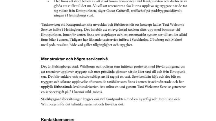 Förbättrad taxiservice vid Knutpunkten